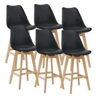 BARSTUHL Lublin 6er-Set - Schwarz, Leder (48/105/58cm) - [en.casa]