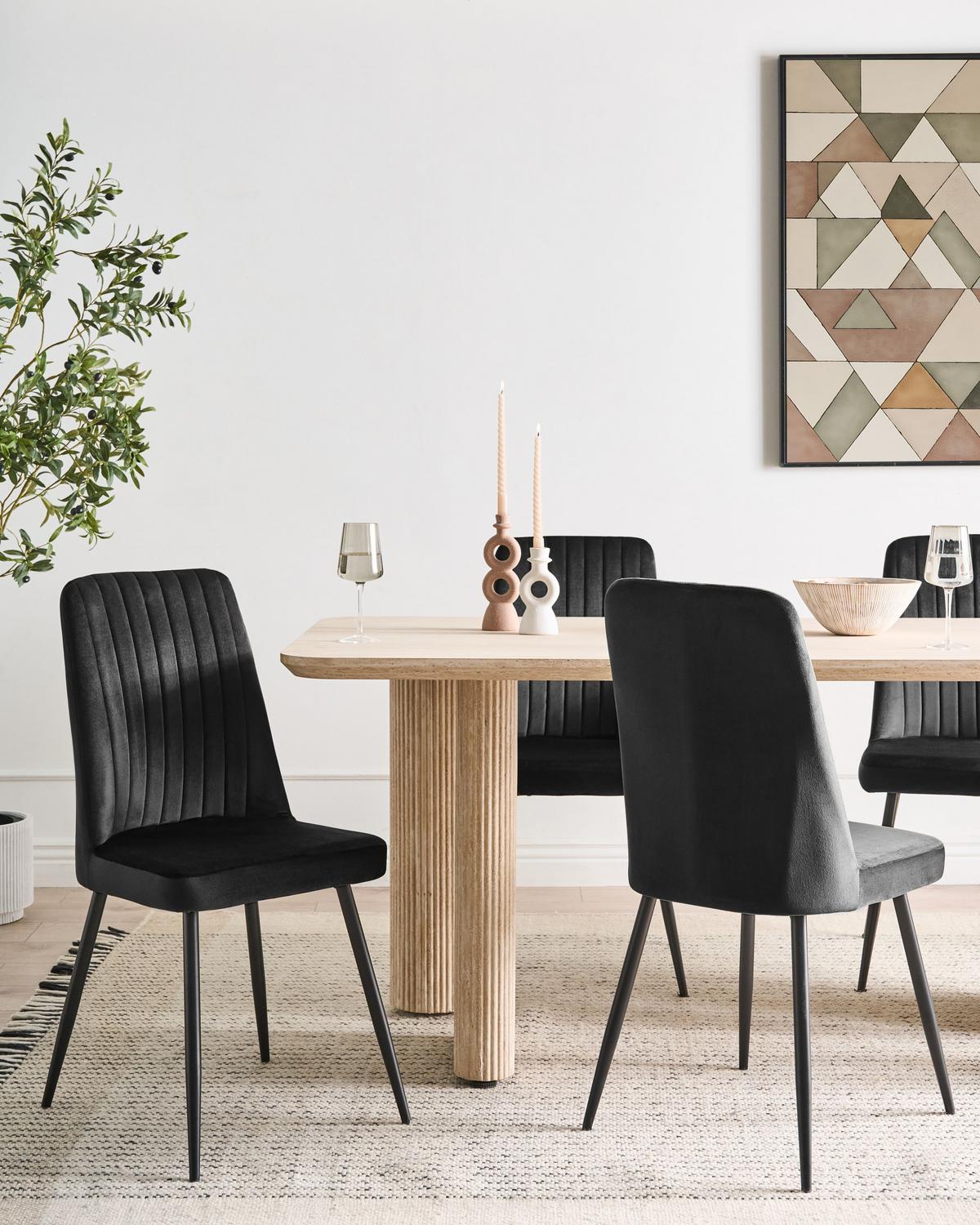 ESSZIMMERSTUHL 4er-Set Schwarz Kirby - Schwarz, Textil (47/91/49cm) - Beliani