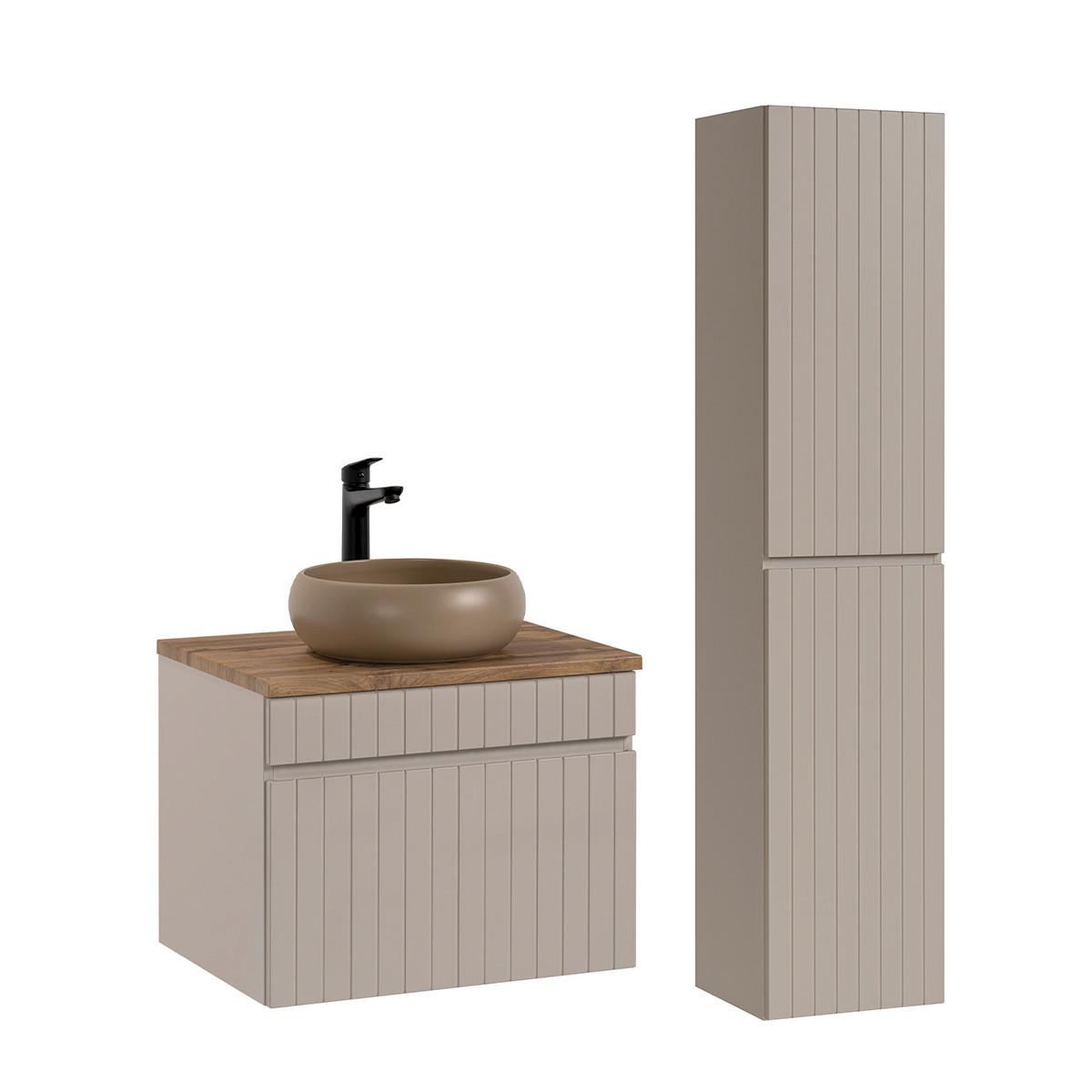 BADMÖBEL 60.4cm Zelie 2er-Set Kaschmir - Beige, Holzwerkstoff (60.4/48/46cm) - Petits-meubles
