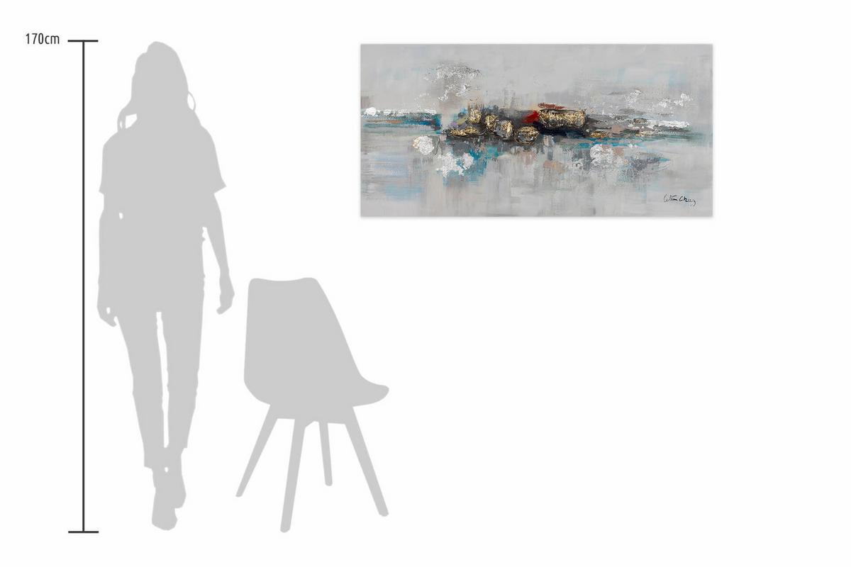ÖLGEMÄLDE 120/60 cm - Grau, Holz/Textil (120/60cm) - KUNSTLOFT