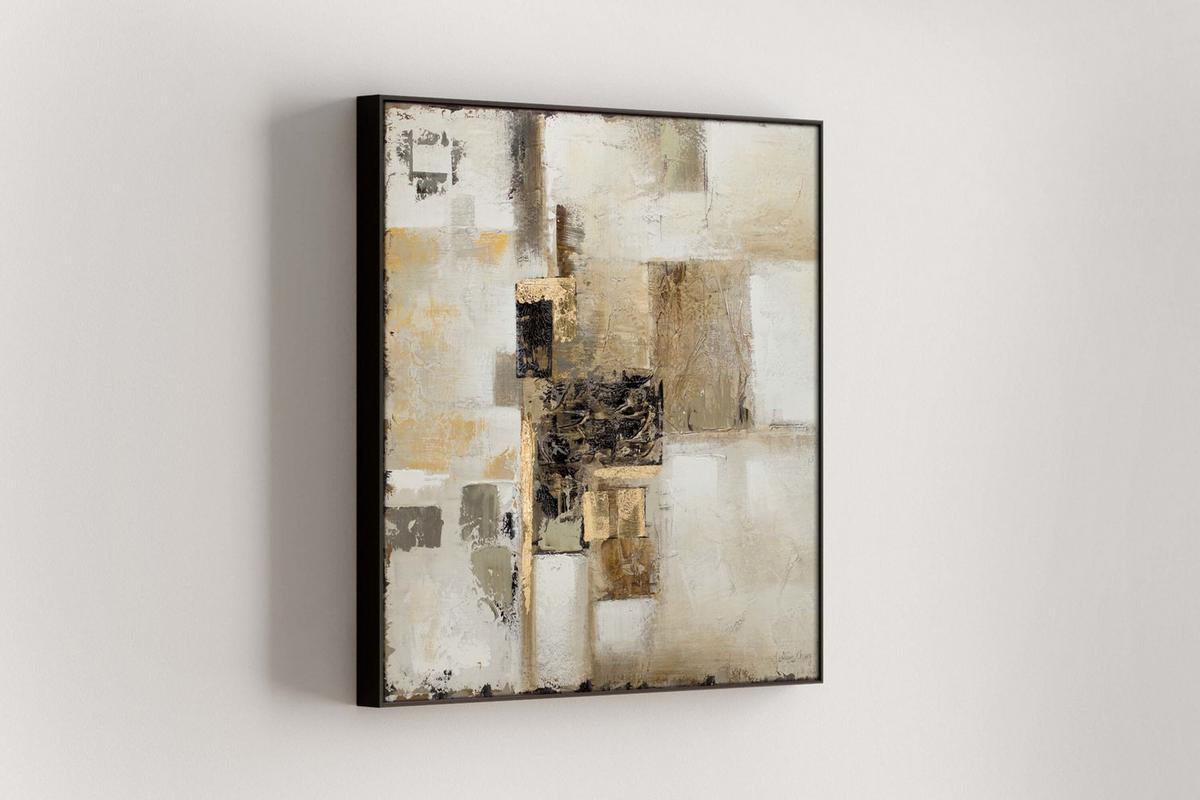 ÖLGEMÄLDE 80/80 cm - Beige/Goldfarben, Holz/Textil (80/80cm) - KUNSTLOFT