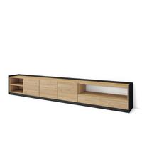 LOWBOARD, Eiche Schwarz, 310/37/50cm - Eichefarben, Holzwerkstoff (310/50/37cm) - Skraut Home