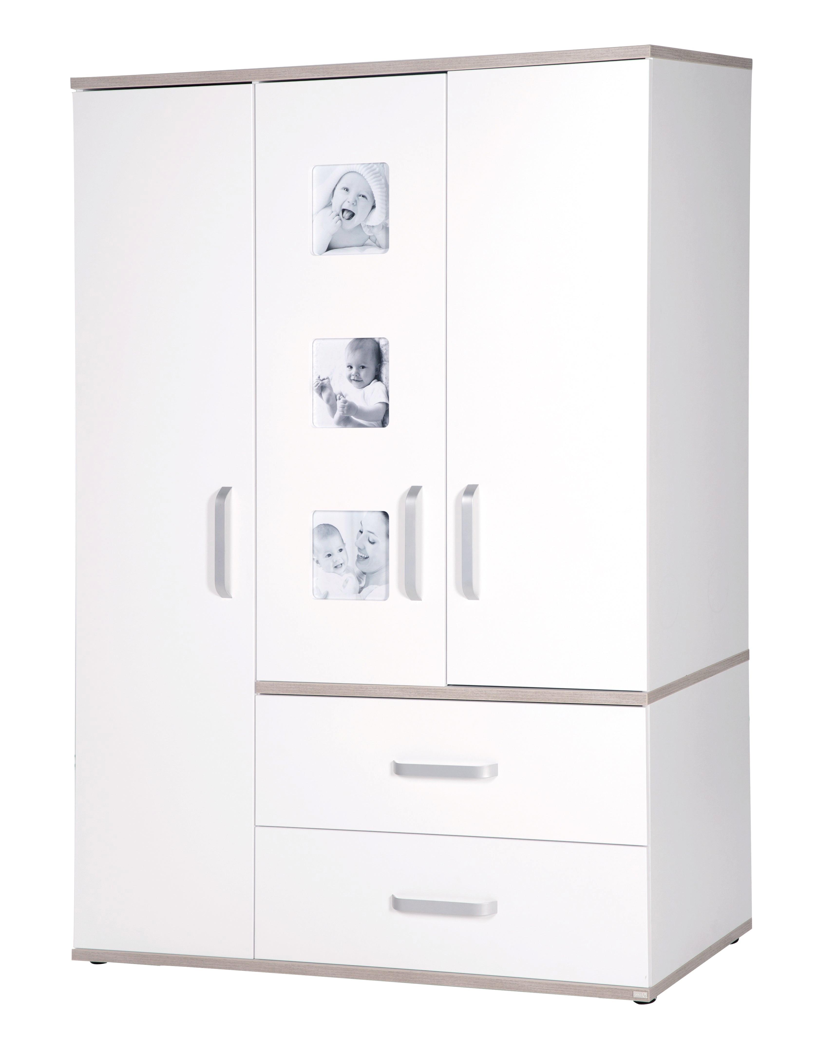 KLEIDERSCHRANK Moritz - Weiß, Holzwerkstoff/Metall (134.5/193/55cm) - Roba