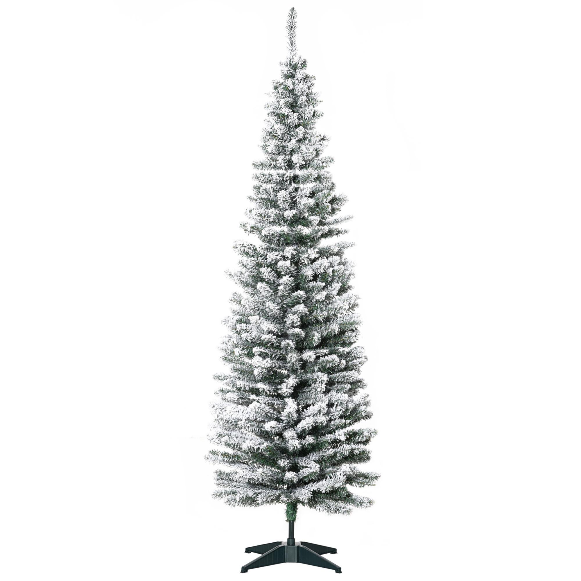 KÜNSTLICHER Weihnachtsbaum, 180 cm Christbaum mit Kunstschnee, Indoor - Grün, Kunststoff/Metall (180cm) - HOMCOM