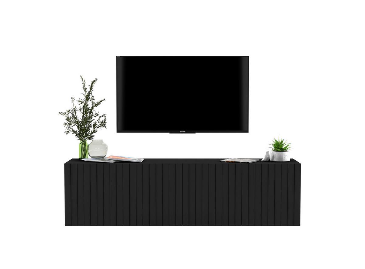 TV-SCHRANK Elpis Schwarz Matt Glamour 150 cm - Schwarz, Holzwerkstoff (150/37.5/36.5cm) - Meble Lindner