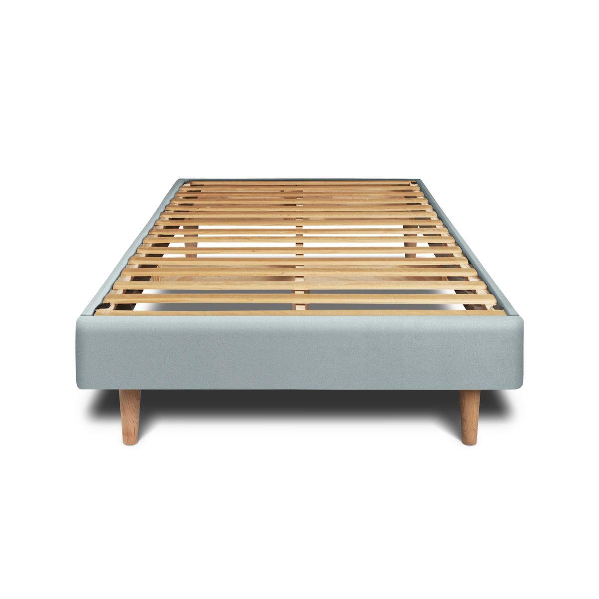 LATTENROST – Samtstoff – Bausatz zur Selbstmontage - 90x190 cm - Beige/Blaugrau, Karton/Holz (90/190cm) - Sommeil de Plomb