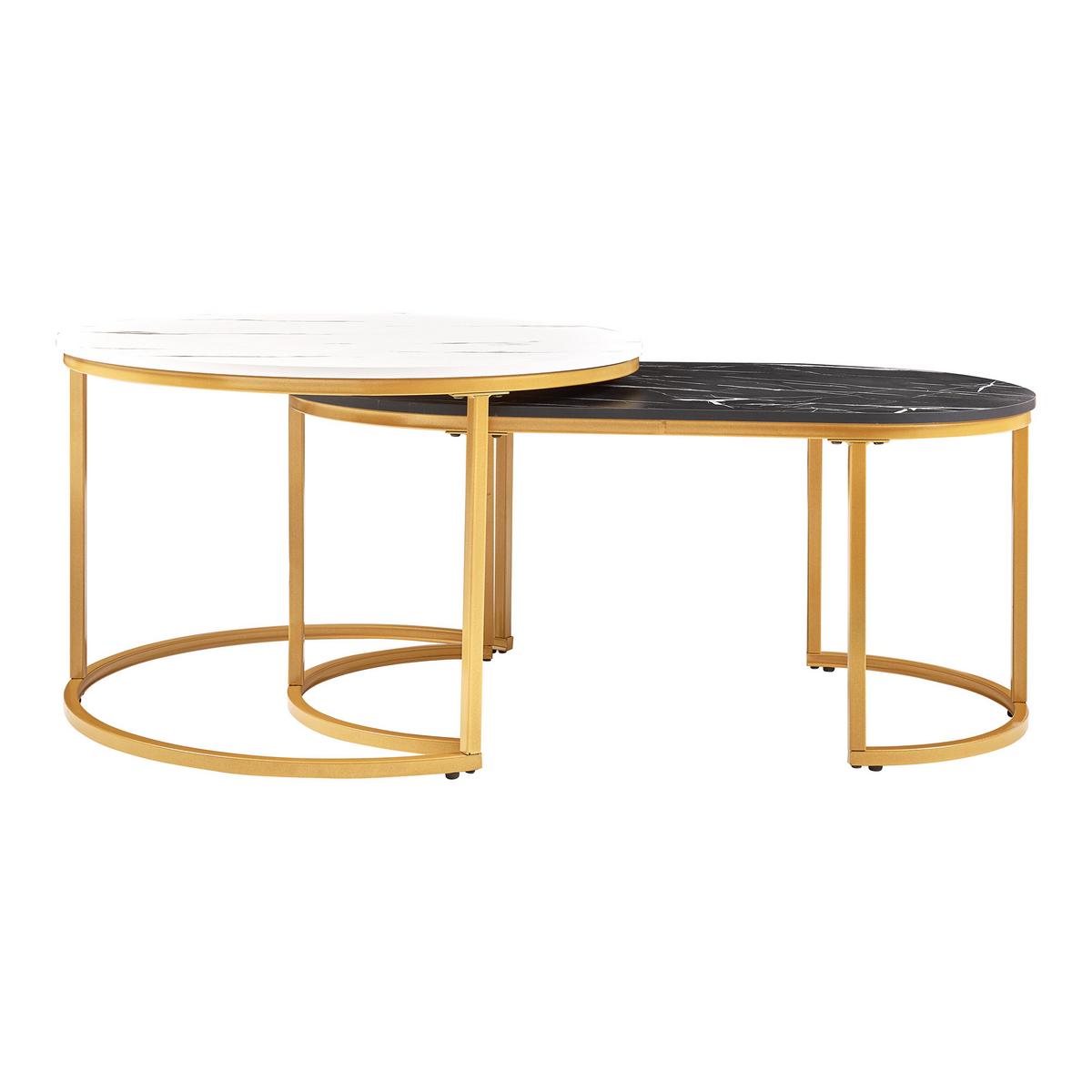 SATZTISCH-SET 2 TLG. Oppeerg - Goldfarben/Schwarz, Holzwerkstoff/Metall (70/70/45cm) - [en.casa]