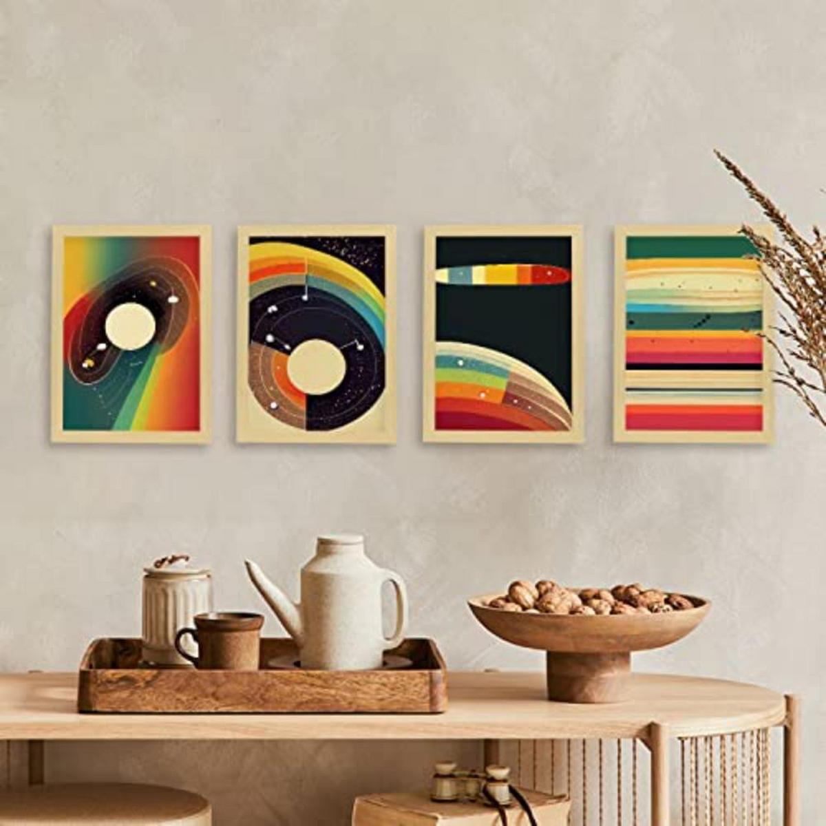 POSTER Set mit 4 Abstrakt Spiral Moderne Galaxien A3 Weißer Rahmen - Weiß, Papier (29.7/3cm) - Nacnic