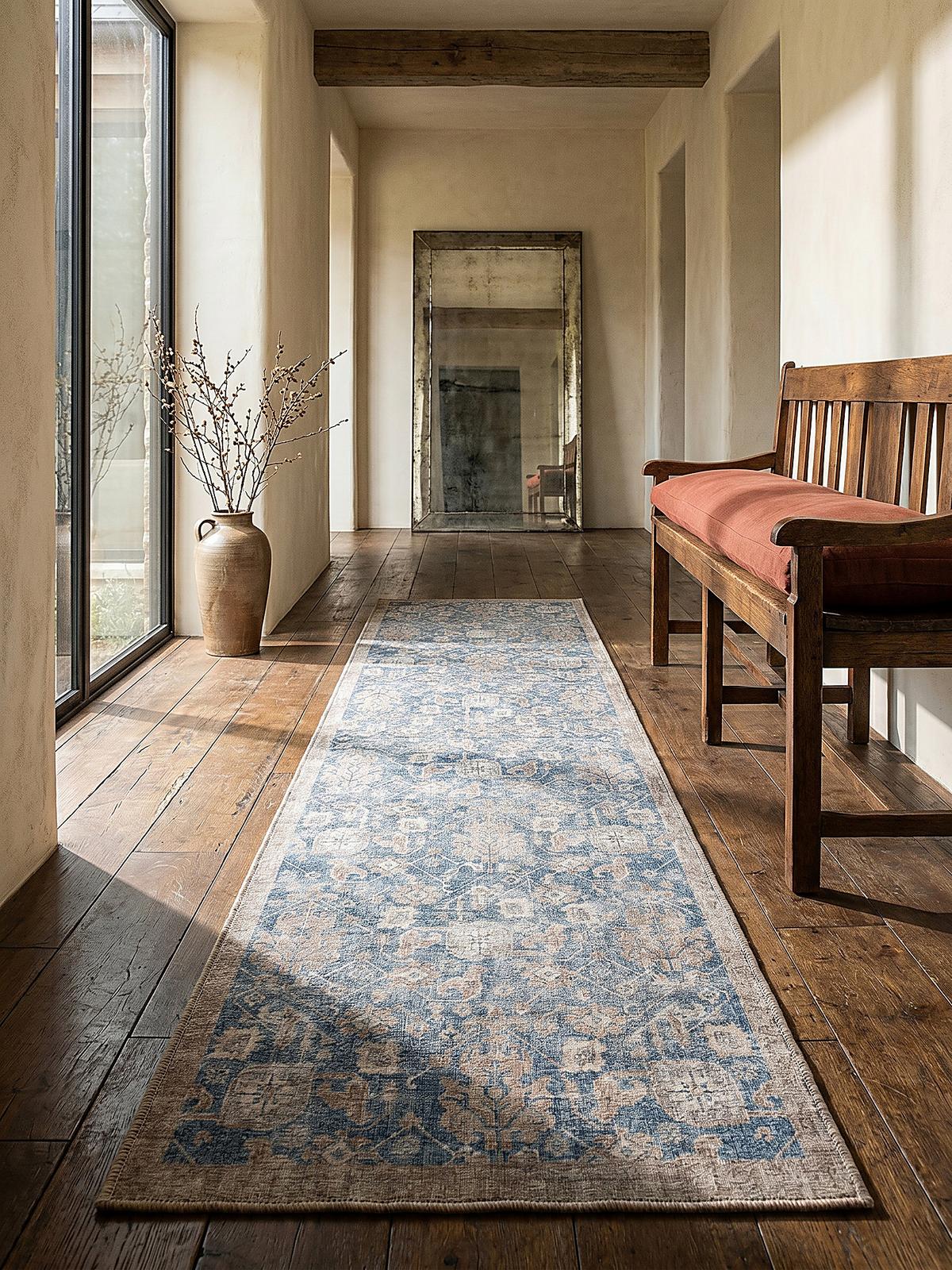 TEPPICH Waschbar HURST, orientalisch, Blau, 60 x 230 cm - Blau, Textil (230/60cm) - KADIMA DESIGN