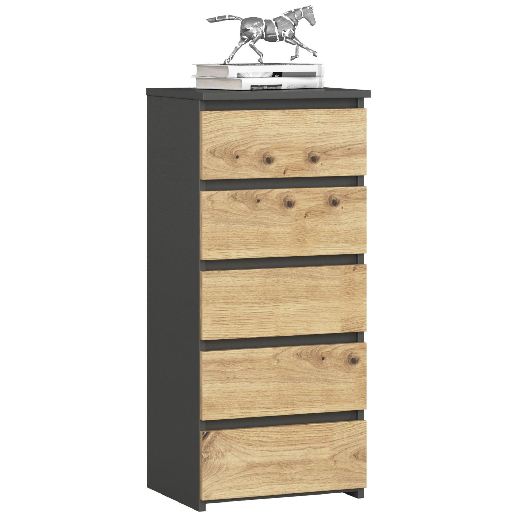 KOMMODE Graphit Grau, Eiche Artisan 92/40/35 - Eiche Artisan, Holzwerkstoff (40/92/35cm) - RAUMHIRSCH FURNITURE