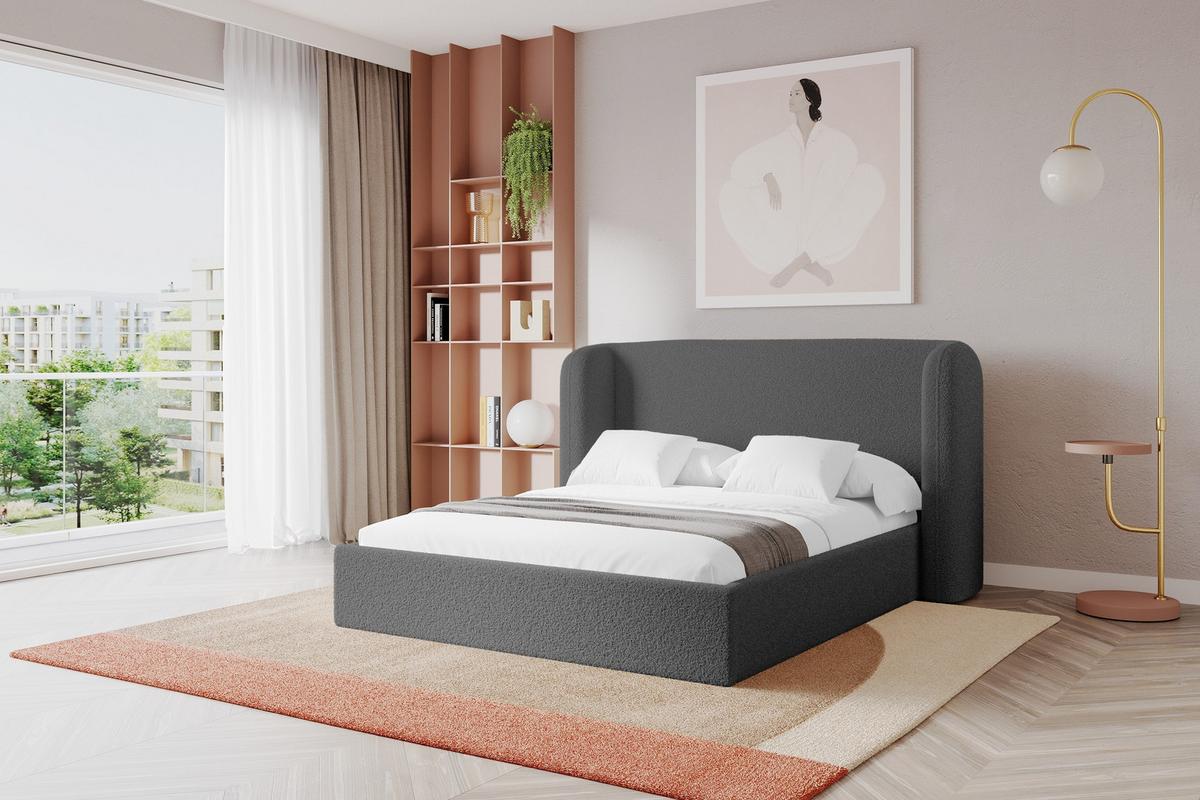POLSTERBETT mit Bettkasten und Lattenrost, Bett mit Matratze H3/H4 - ESTI 160x200 Grau - Schieferfarben, Holzwerkstoff/Textil (160/200cm) - ALTDECOR