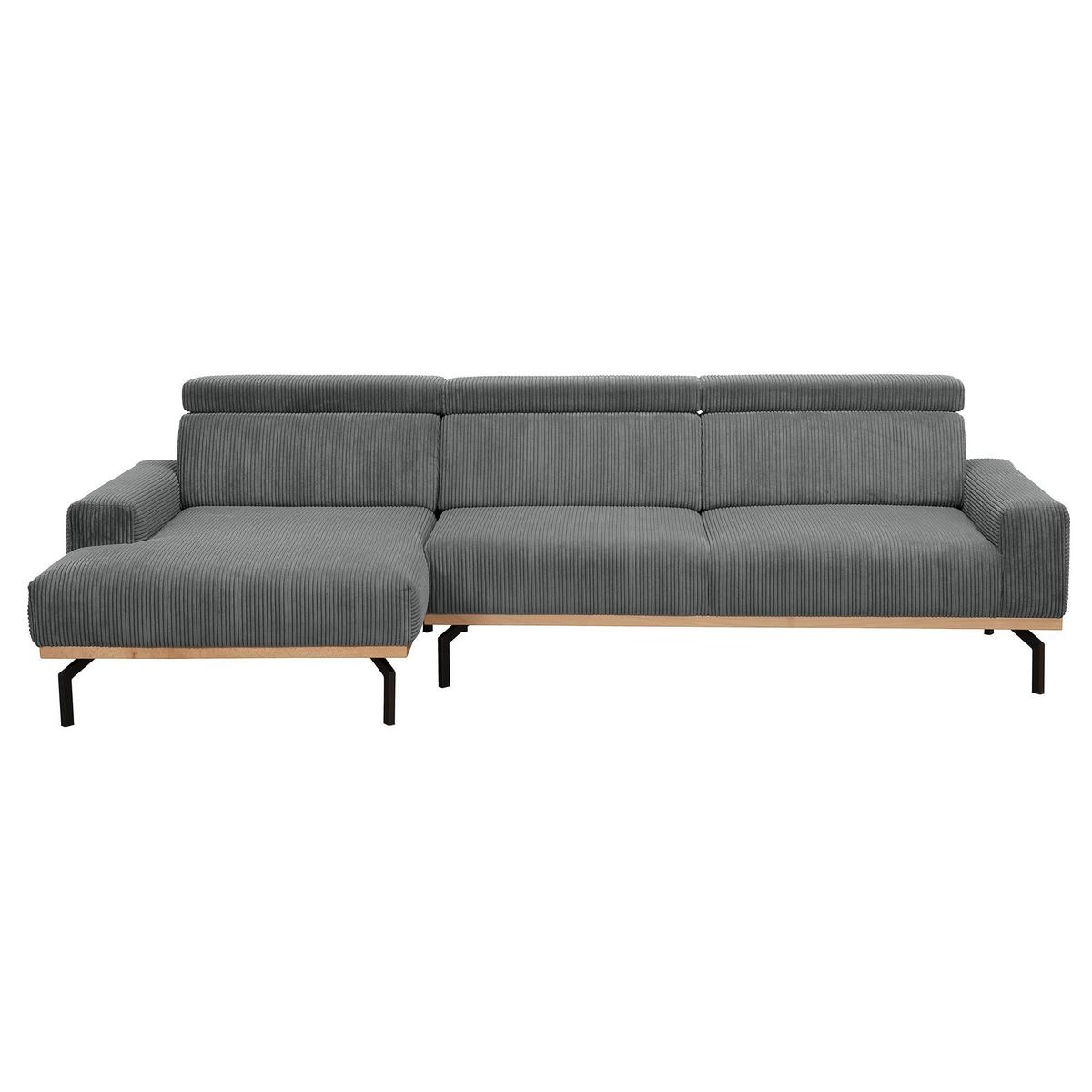 ECKSOFA mit Longchair links Katrien Cordstoff anthrazit - Anthrazit, Kunststoff (135/280cm) - 58aufmkessel