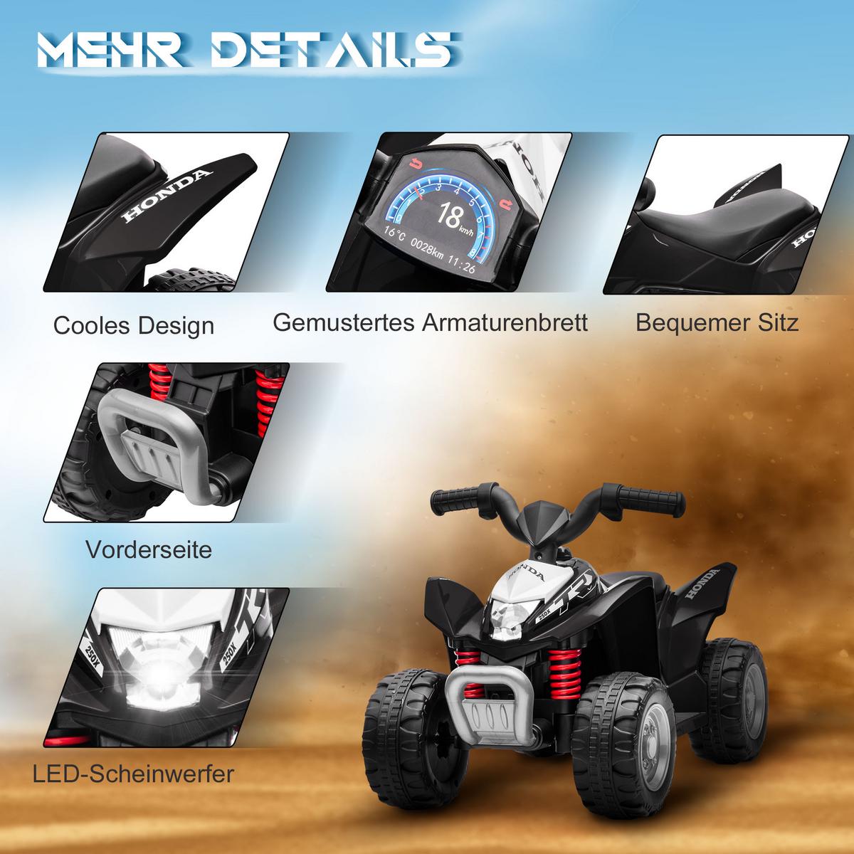 ELEKTRO-QUAD Miniquad Kinder Elektro ATV Kinderquad ab 18 Monaten Schwarz - Schwarz, Kunststoff (65.5/38.5/43.5cm) - AIYAPLAY