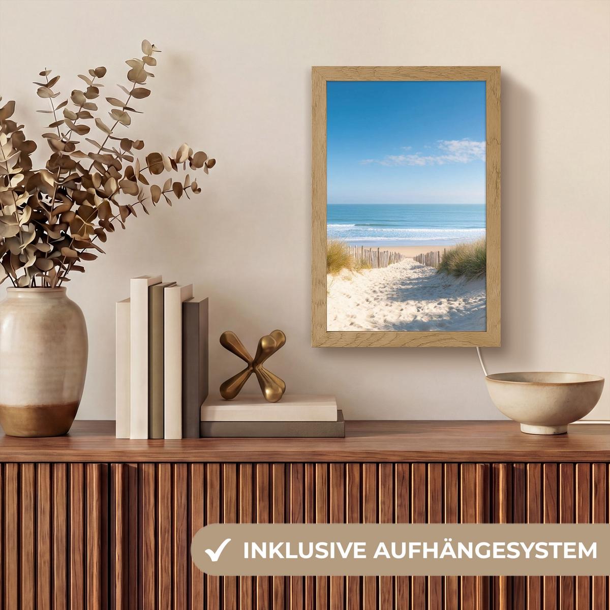 WANDLEUCHTE Strand - Meer - Düne - Sand - Sommer 20x30 cm - Sandfarben, Holzwerkstoff (20/30/8cm) - OnlyWow