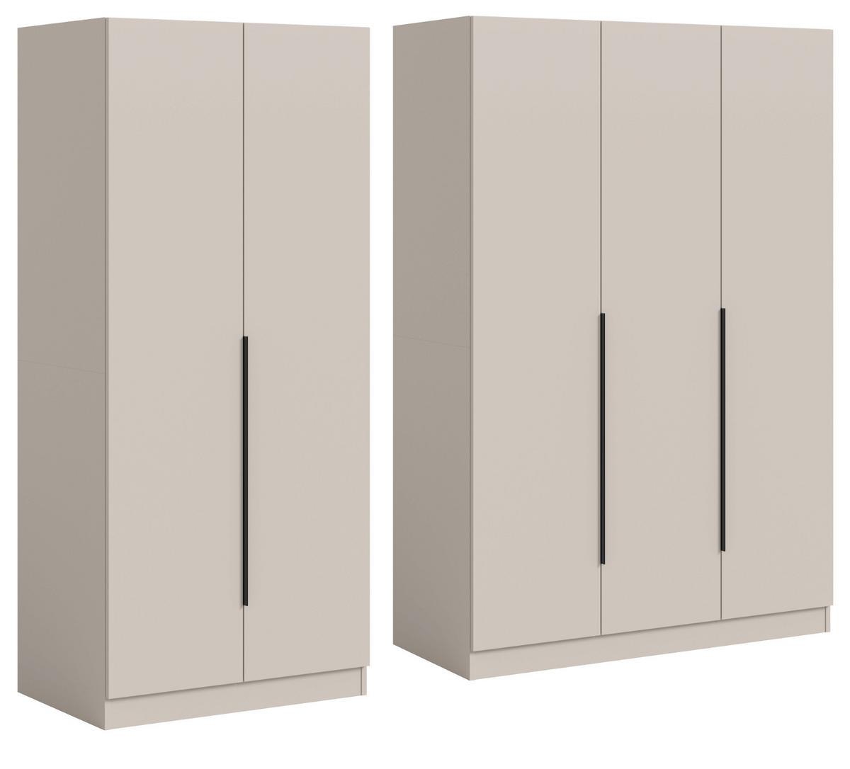 KLEIDERSCHRANK kaschmir 200 x 181 cm, Drehtürenschrank 5-türig mit Einlegeböden - Kaschmir/Schwarz, Holzwerkstoff/Kunststoff (200/181/52cm) - Inn.Furn