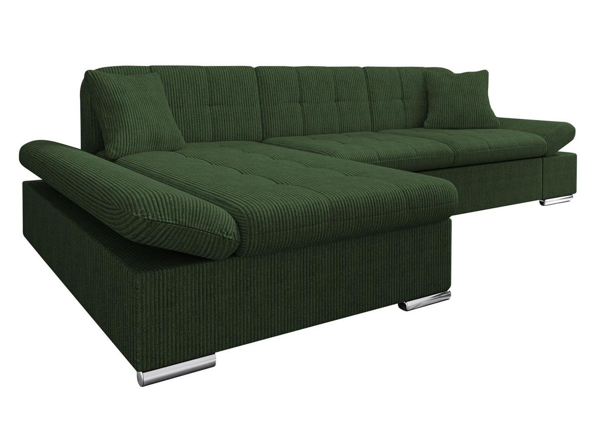 ECKSOFA Montana Cord, Seite: Links - Dunkelgrün, Holz/Textil (278/161cm) - MIRJAN24