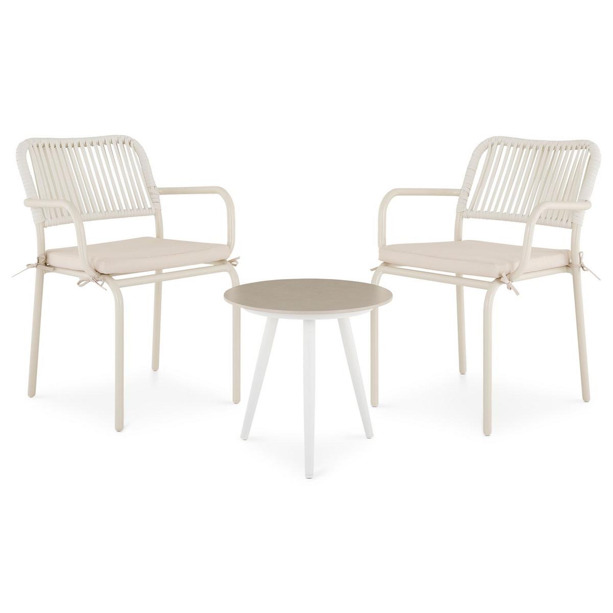 BEISTELLTISCH ROSALIA - Beige/Weiß, Metall (46/46/45cm) - IDIMEX