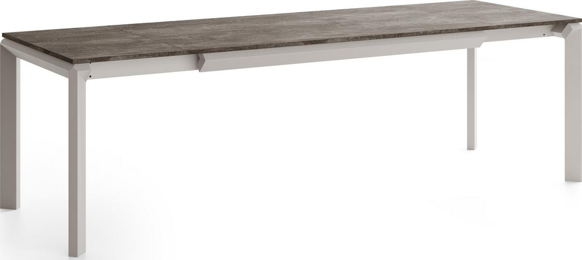 ESSTISCH Elan rechteckig ausziehbar verlängerbar mit Schwarzen Metallbeinen, Beton Dunkelgrau 160-250/90/76 cm - Kaschmir/Dunkelgrau, Holzwerkstoff/Metall (90/250/76cm) - WFL GROUP