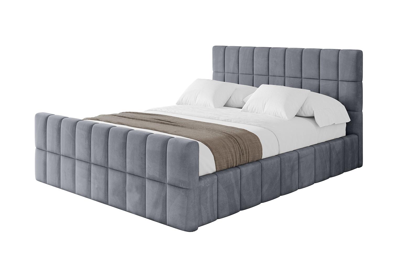 POLSTERBETT mit Bettkasten, Fußteil und Lattenrost, Boxbett ohne Matratze - AMEA-Z 180x200 Grau - Grau, Holzwerkstoff/Textil (180/200cm) - ALTDECOR