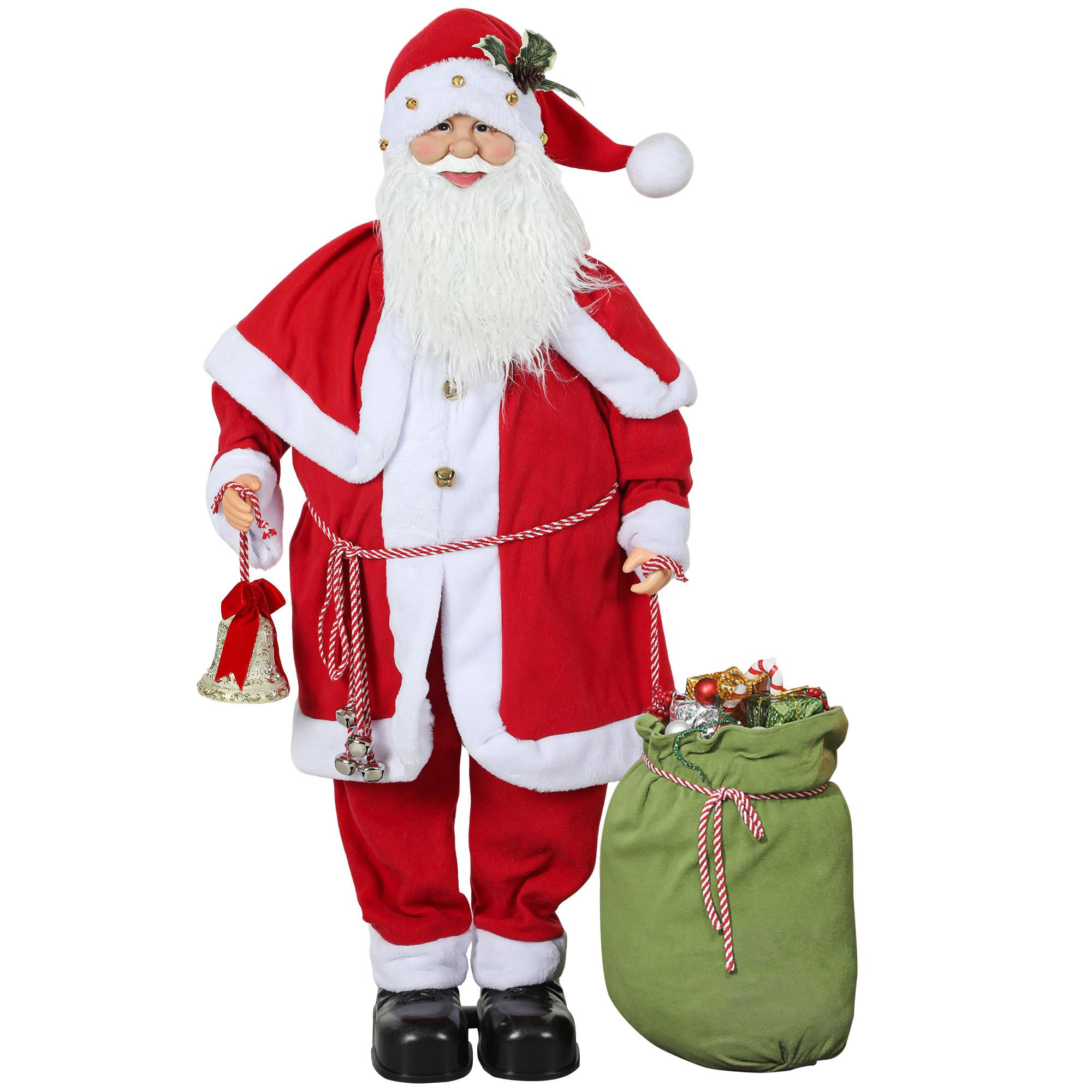 WEIHNACHTSMANN 1,4 m mit Geschenk- und Weihnachtsglocken, Soundfunktion - Rot, Kunststoff/Metall (21/140/55cm) - HOMCOM