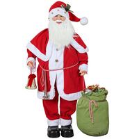 WEIHNACHTSMANN 1,4 m mit Geschenk- und Weihnachtsglocken, Soundfunktion - Rot, Kunststoff/Metall (21/140/55cm) - HOMCOM
