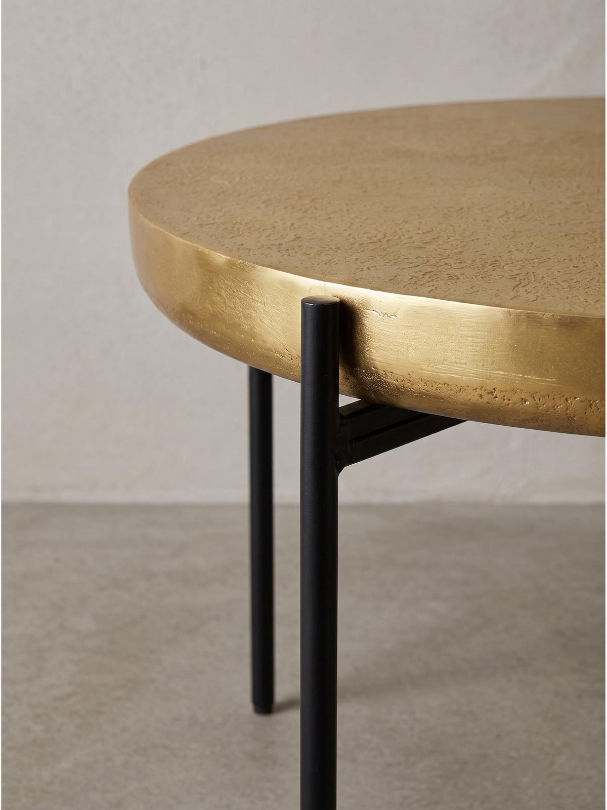 COUCHTISCH BERNALDA, Aluminium, Gold, Ø 63 x 41 cm - Goldfarben/Schwarz, Metall (63/63/41cm) - KADIMA DESIGN