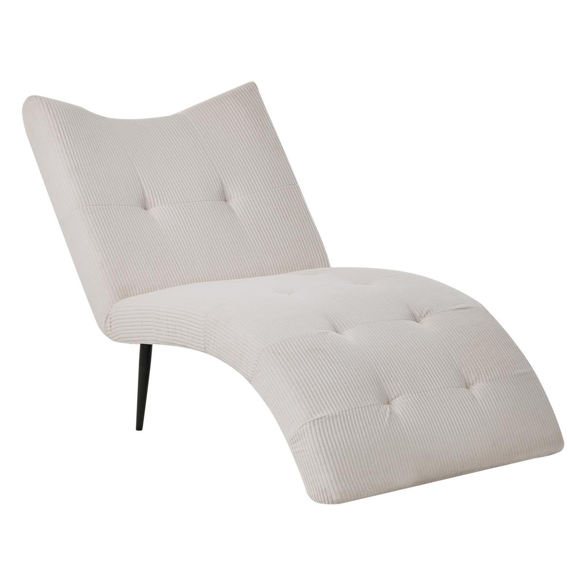 CHAISELONGUE Cord Taupe Quilly - Taupe/Beige, Textil (83/97/153cm) - Beliani