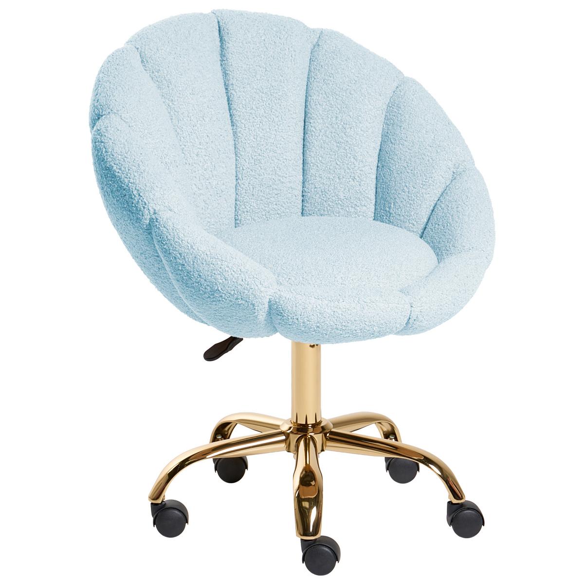 SCHREIBTISCHSTUHL Bouclé Hellblau Annabelle - Hellblau, Textil (66/81/39cm) - Beliani