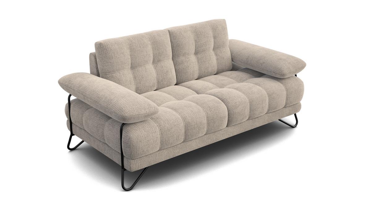 SOFA BUBBARA 2-Sitzer, beige - Beige/Schwarz, Holz/Textil (185/87/96cm) - Wozimo