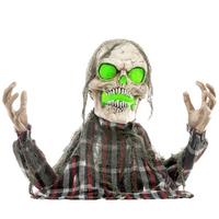 70CM Halloween Dekoration Skelett Halbkörper Figur mit LED-Lichter Soundfunktion - Dunkelgrau, Kunststoff (16/70/40cm) - HOMCOM