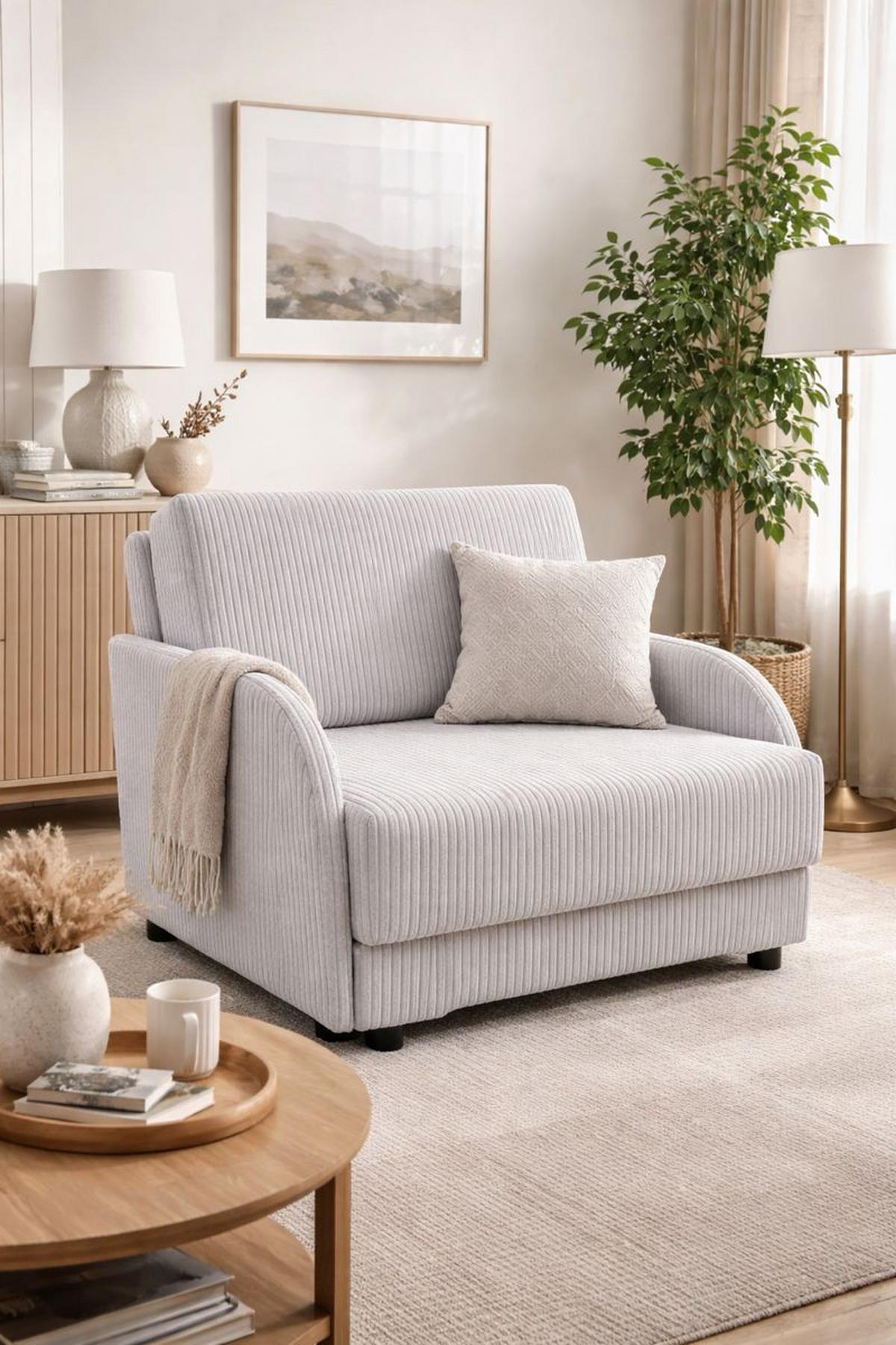 BETTSOFA TIGO Beige Velours-Stoff mit Schlaffunktion - Beige, Textil (105/88/120cm) - MASSENO