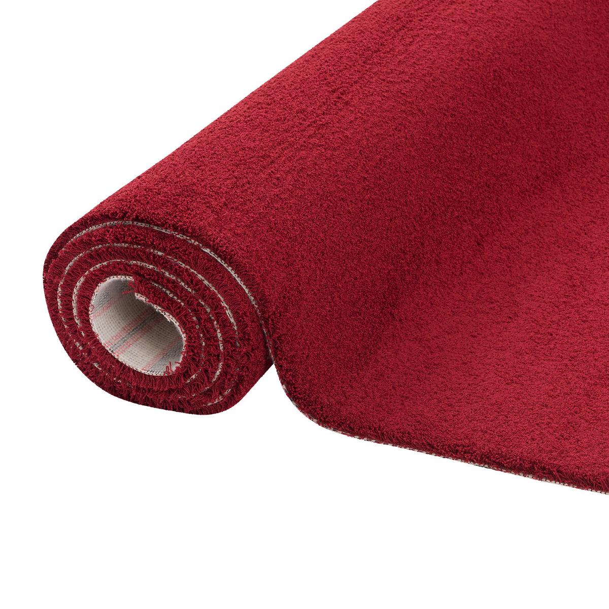 LUXUS HOCHFLOR SHAGGY TEPPICH VELVET - Weinrot, Textil (133/133cm) - Snapstyle