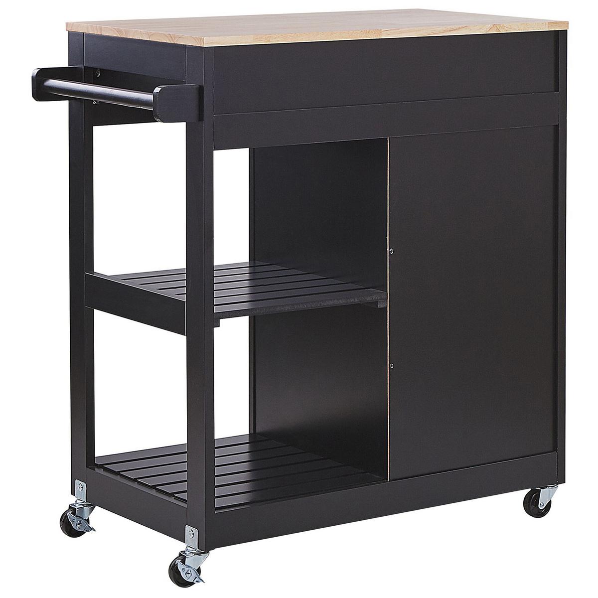SERVIERWAGEN Schwarz Trapani - Hellbraun/Schwarz, Holzwerkstoff (75/87/44cm) - Beliani