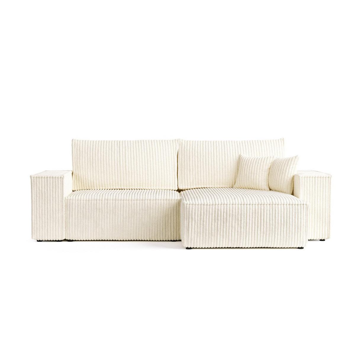 ECKSOFA CAVO mit Schlaffunktion Creme im Tilia Stoff - Creme/Schwarz, Holz/Holzwerkstoff (255/148cm) - AltaBeds