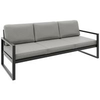 GARTENBANK Bellano Outdoor 3-Sitzer Polster-Loungebank, Stahlgestell Schwarz, Taupe 76/216/80 cm - Beige, Textil (216/86/80cm) - WFL GROUP