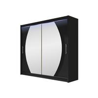 KLEIDERSCHRANK London IV, mit RGB LED Beleuchtung - Silberfarben/Schwarz, Holzwerkstoff/Kunststoff (180/215/58cm) - MIRJAN24