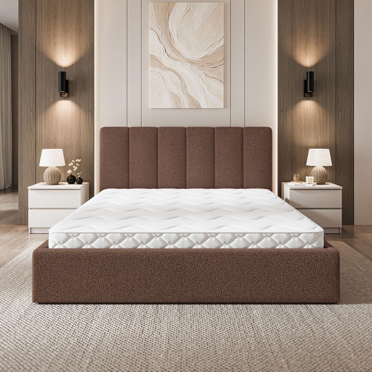 POLSTERBETT NEMIS 160x200 cm mit Bettkästen - Braun - Braun, Holz (160/200cm) - MASSENO