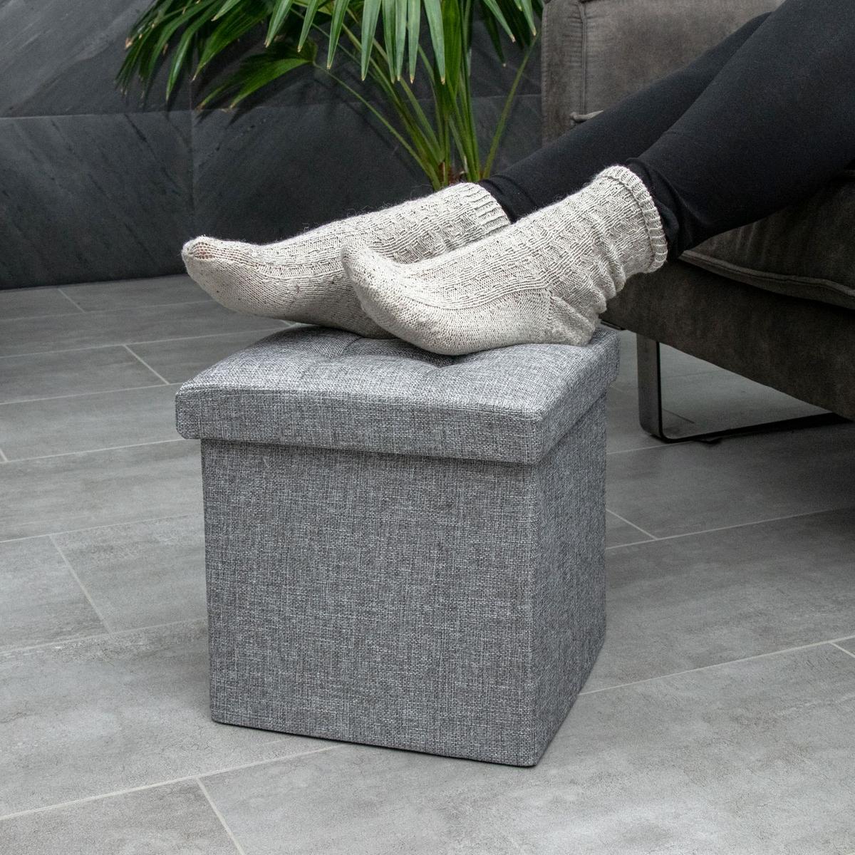 SITZWÜRFEL Faltbar 30/30/30 cm (Grau) - Grau, Textil (30/30/30cm) - Intirilife