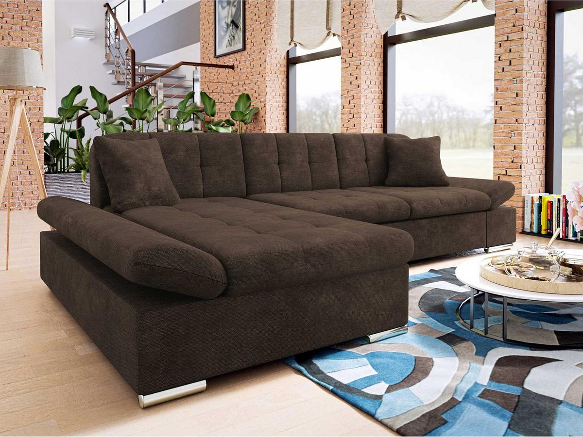 ECKSOFA Montana, Seite: Links - Dunkelbraun, Holz/Textil (278/161cm) - MIRJAN24