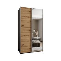 SCHWEBETÜRENSCHRANK 245,5/130/64 2-türig - Silberfarben/Schwarz, Holz/Metall (130/245/64cm) - Abiks Möbel