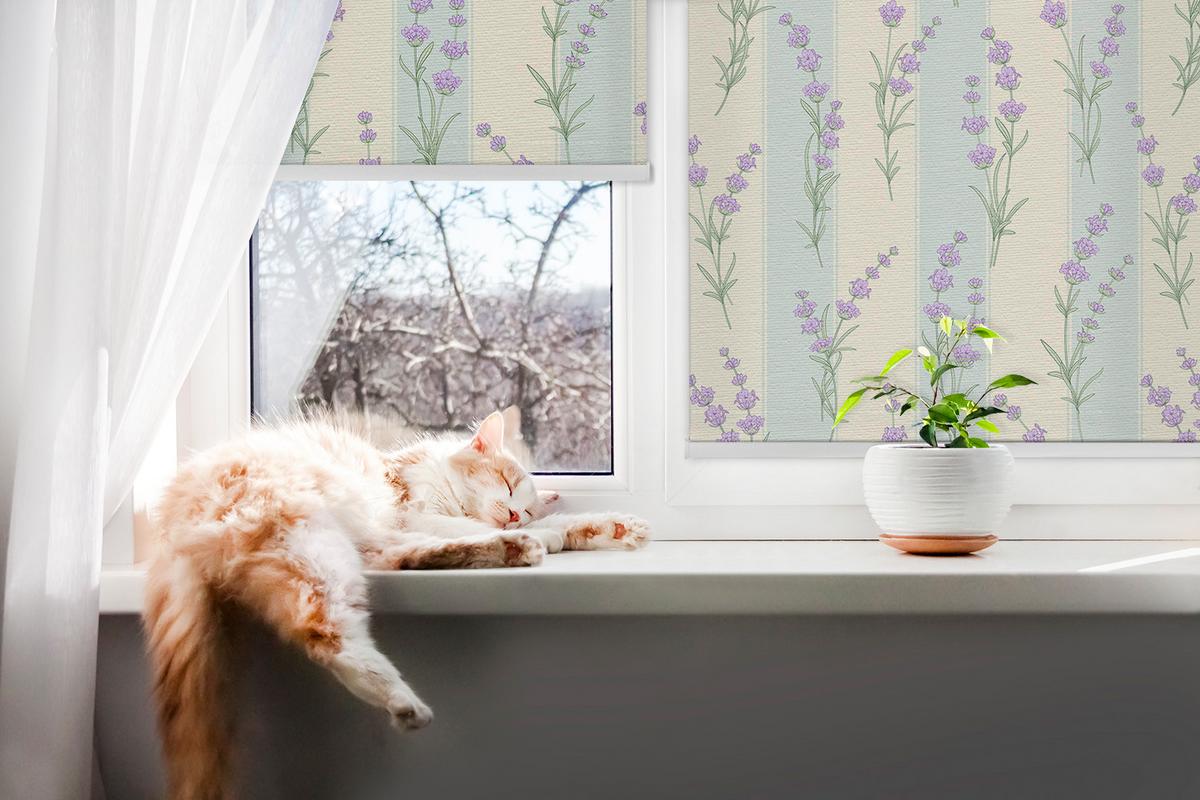 INNENROLLO - Fensterrollo - Rollo - 100x140 cm - Lila Blüten - Violett, Kunststoff (100/140/0.5cm) - TULUP
