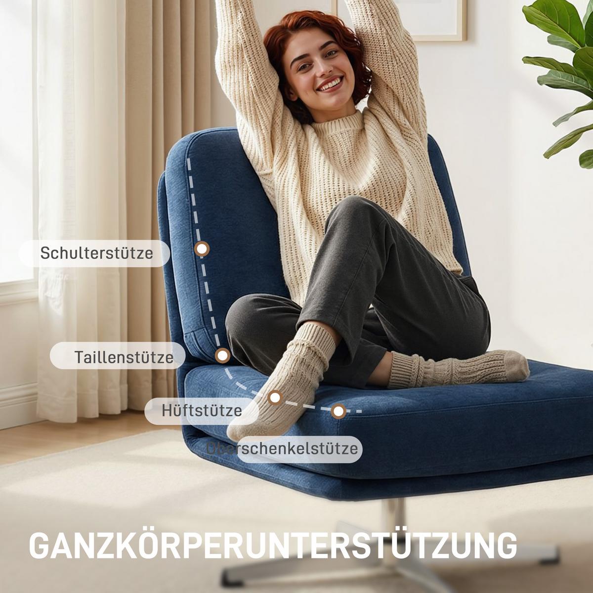 LOUNGESESSEL aus Polyester Dunkelblau - Silberfarben/Dunkelblau, Textil/Metall (70/84/87cm) - HOMCOM