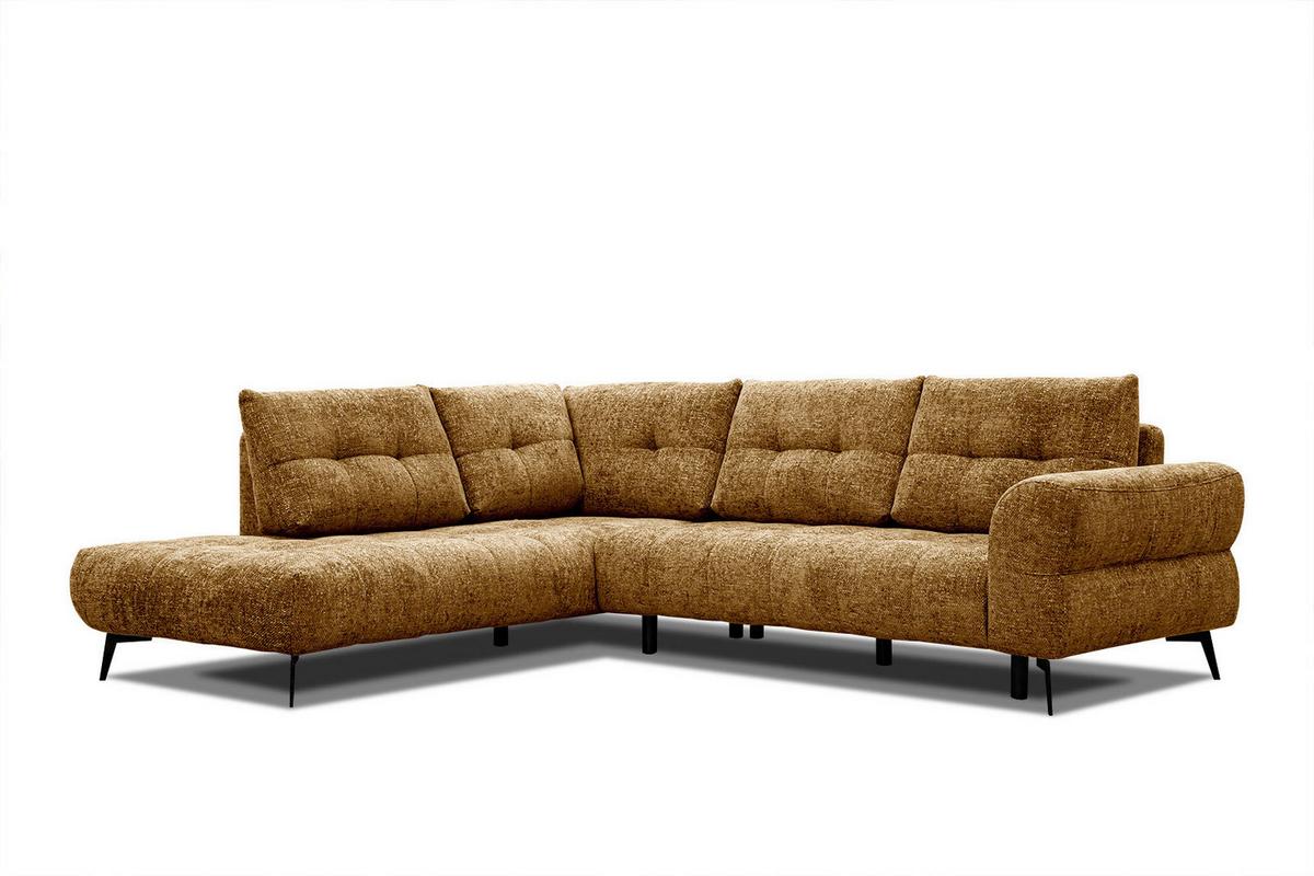 ECKSOFA SALVINI 5-Sitzer, dunkelgelb - Dunkelgelb/Schwarz, Holzwerkstoff/Textil (158/292cm) - Wozimo
