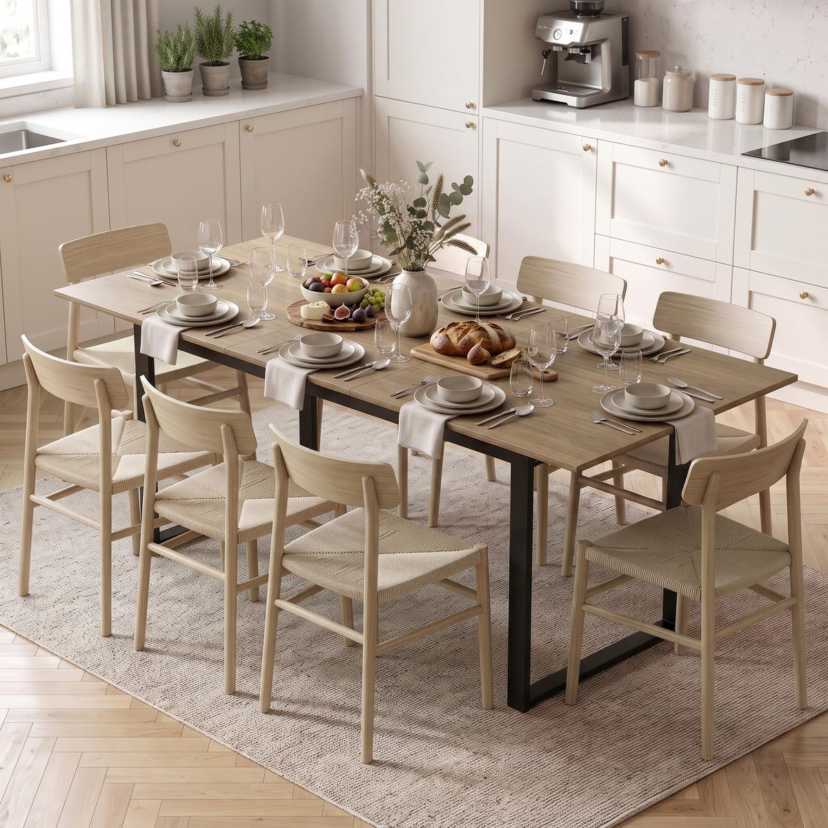 AUSZIEHBARER Esstisch MDF Braun - Schwarz/Braun, Holzwerkstoff (180/80/75cm) - HOMCOM