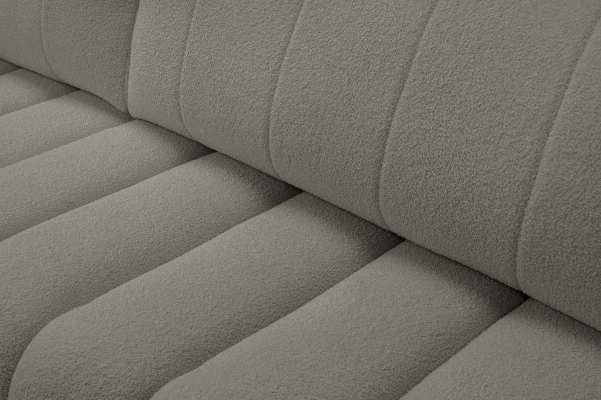 ECKSOFA GIOIA L-S Grau Boucle-Stoff mit Schlaffunktion - Grau, Holz (276/176cm) - MASSENO
