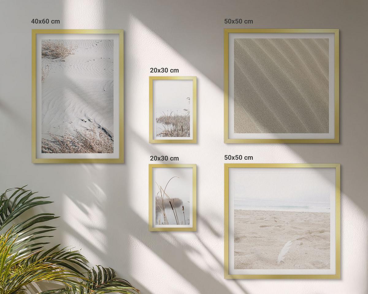 BILDER SET 5er Set - 50x50 cm & 20x30 cm & 40x60 cm Goldrahmen - Vegetation am Wasser im Sommer - Goldfarben, Kunststoff (40/60cm) - TULUP