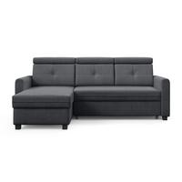 ECKSCHLAFSOFA Milano, Dunkelgrau, links - Dunkelgrau/Schwarz, Textil (217/166cm) - Beautysofa