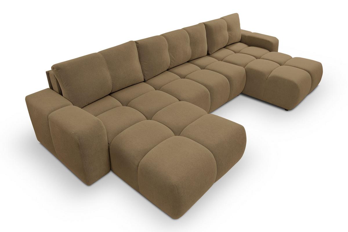 WOHNLANDSCHAFT DUCA U Beige Jersey mit Schlaffunktion - Beige, Holz (359/88/177cm) - MASSENO