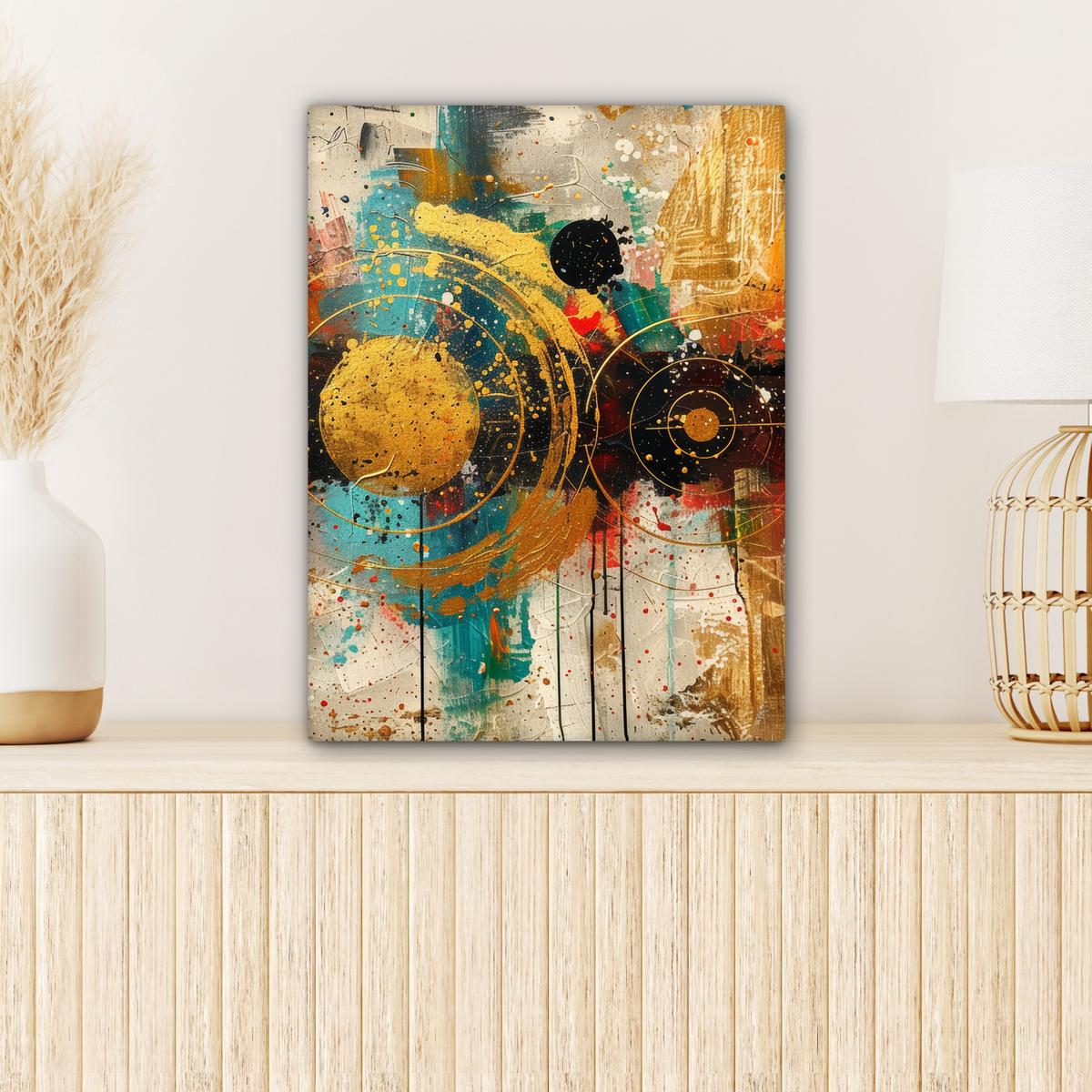 LEINWANDBILD Abstrakt - Kunst - Gold - Modern Room Decor 30x40 cm - Multicolor, Textil (30/40cm) - MuchoWow