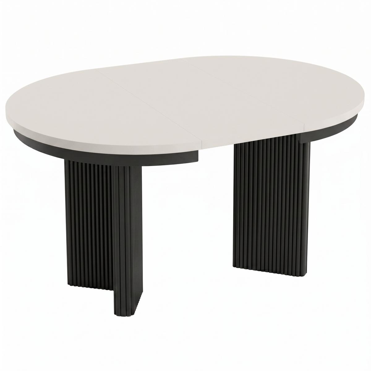 ESSTISCH Prestige runder Design-Tisch, ausziehbar Ø 100–180 cm, Kaschmir+Schwarz - Kaschmir/Schwarz, Metall (100/100/77cm) - Beautysofa